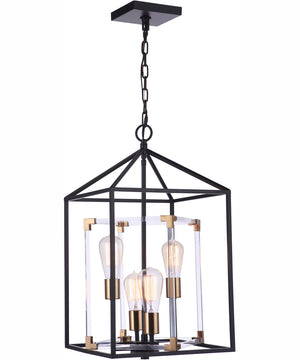 Aaron 4-Light Foyer Flat Black/Satin Brass