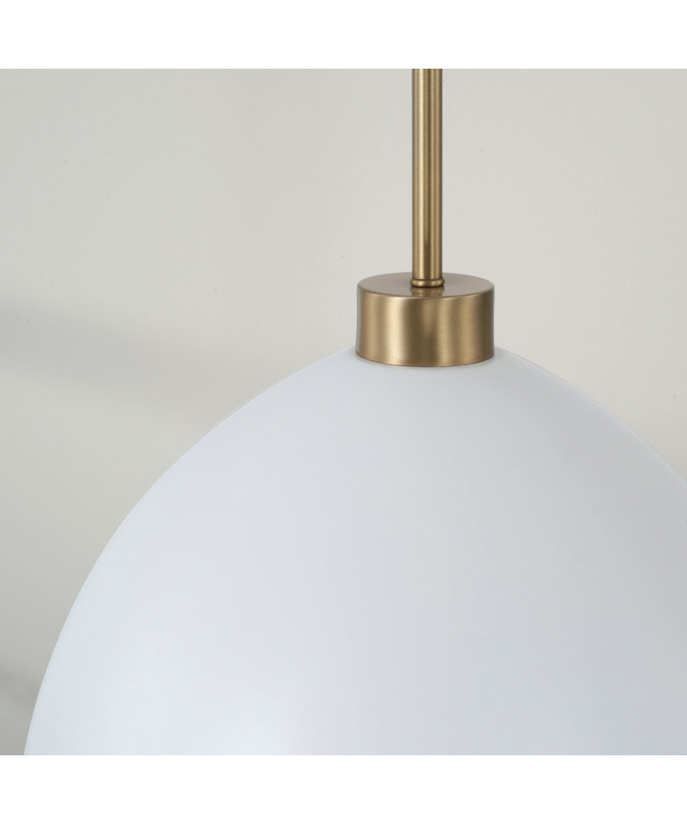 Ross 1-Light Pendant Aged Brass and White