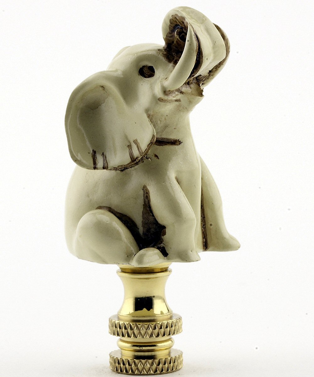 3"H Faux Ivory Elephant Finial