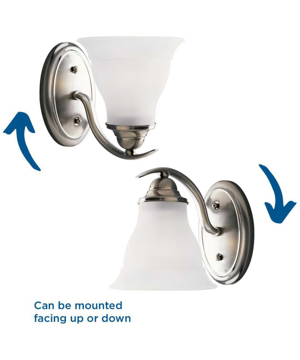 Trinity 1-Light Etched Glass Traditional Bath Vanity Light Brushed Nickel