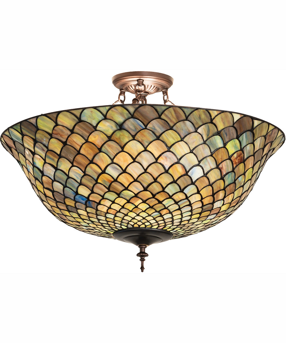 24" Wide Tiffany Fishscale Flushmount