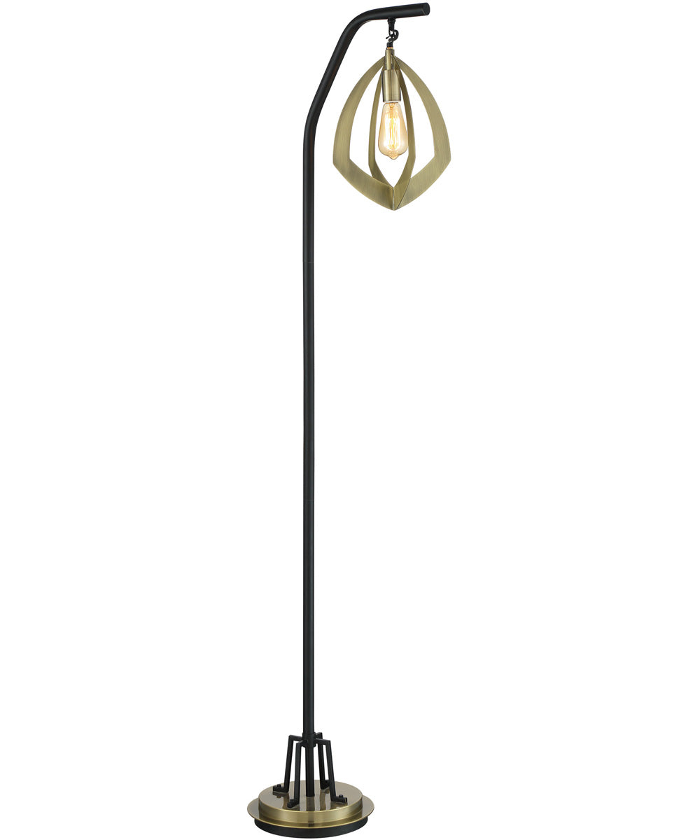 Rogerton 1-Light Floor Lamp Antique Brass/Black/Meetal Shade
