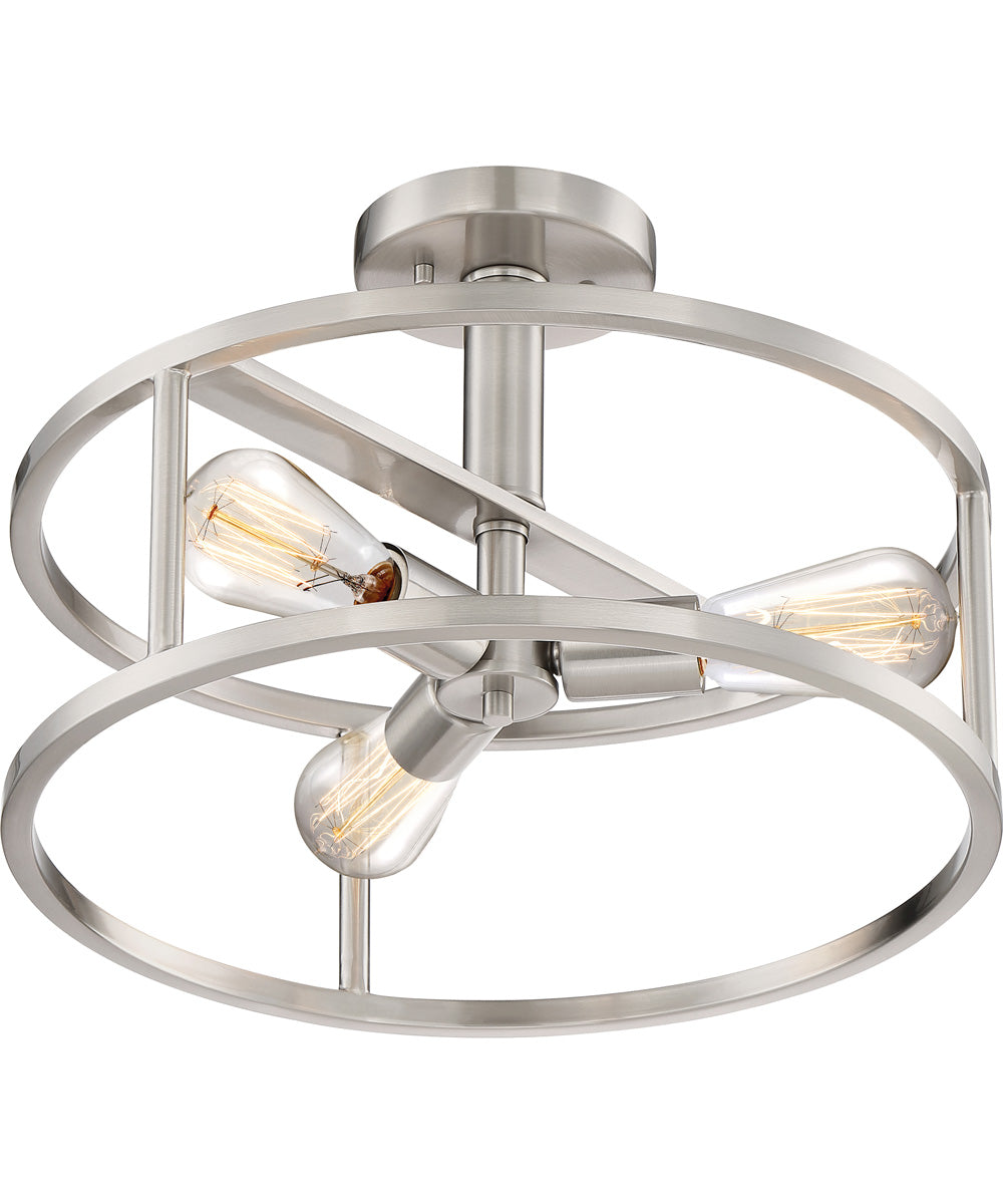 New Harbor 3-light Semi Flush Mount Brushed Nickel