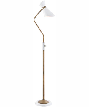 Jared 1-Light Floor Lamp Ab Finished/White/Metal Shade