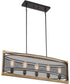 36"W Atelier 5-Light Pendant Black / Honey Wood