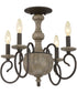 Castile Extra Large 4-light Semi Flush Mount Rustic Black