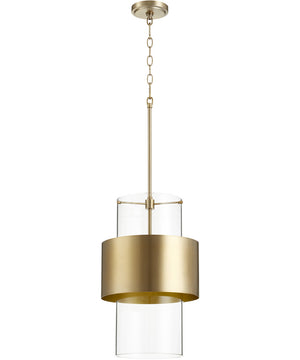 12"W 1-light Pendant Aged Brass