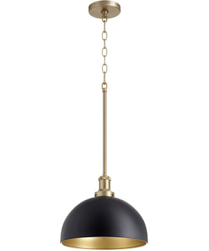 12"W 1-light Pendant Noir w/ Aged Brass