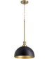 12"W 1-light Pendant Noir w/ Aged Brass