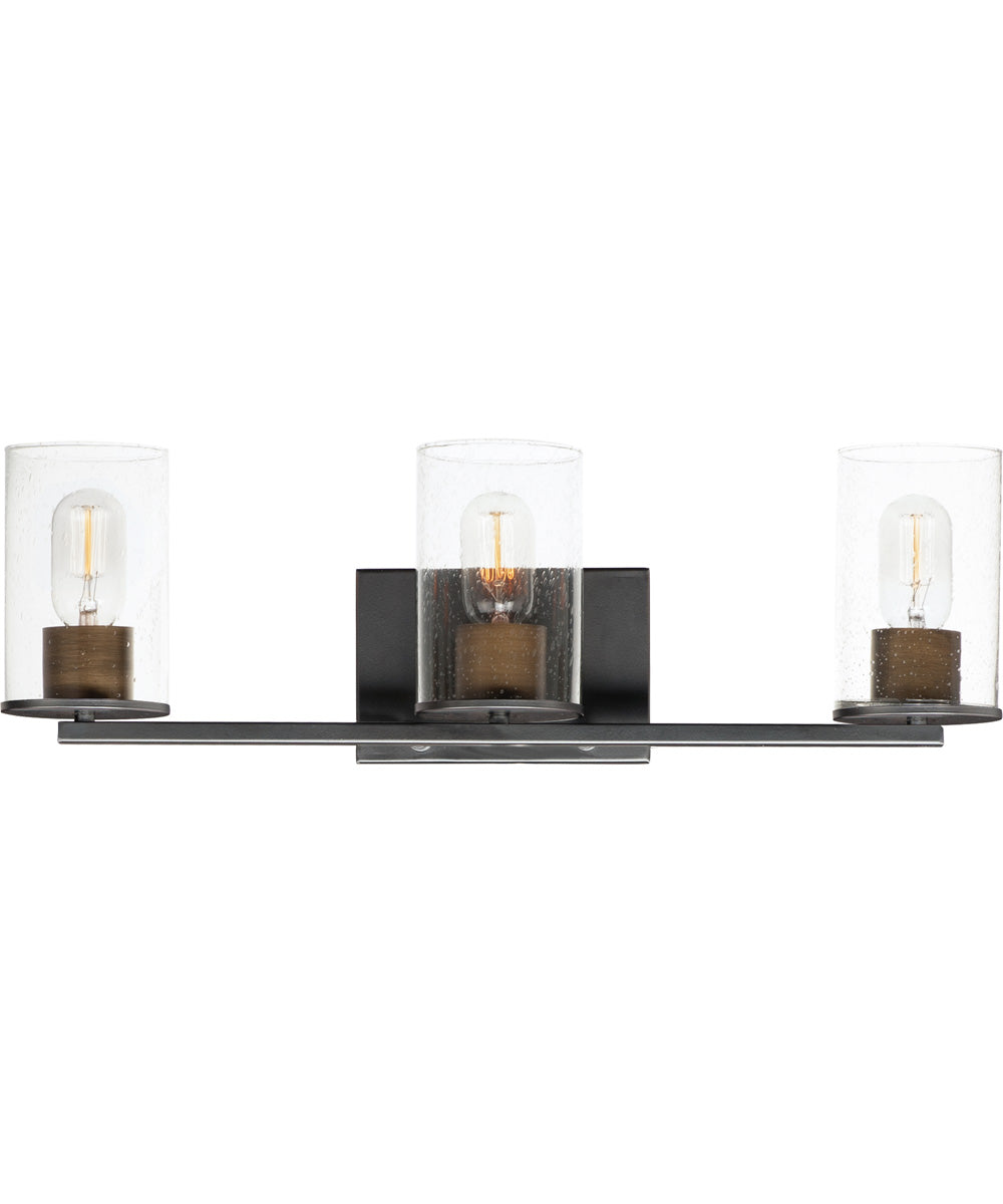 Sleek 3-Light Bath Vanity Antique Brass / Black