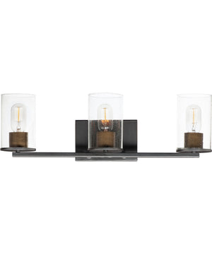 Sleek 3-Light Bath Vanity Antique Brass / Black