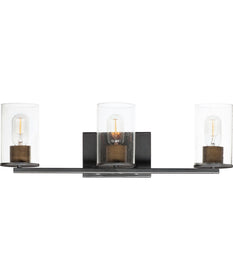 Sleek 3-Light Bath Vanity Antique Brass / Black