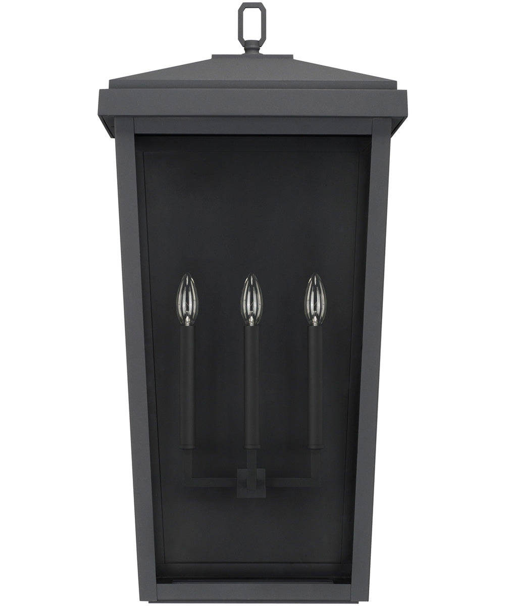 Donnelly 3-Light Outdoor Wall Mount Rain or Shine - Black with Clear Glass