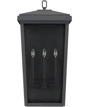 Donnelly 3-Light Outdoor Wall Mount In Black With Clear Glass