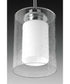 Double Glass 1-Light Etched White Inside/Seeded Glass Outside Glass Farmhouse Pendant Light Polished Chrome