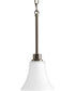 Joy 1-Light Etched White Glass Traditional Mini-Pendant Light Antique Bronze