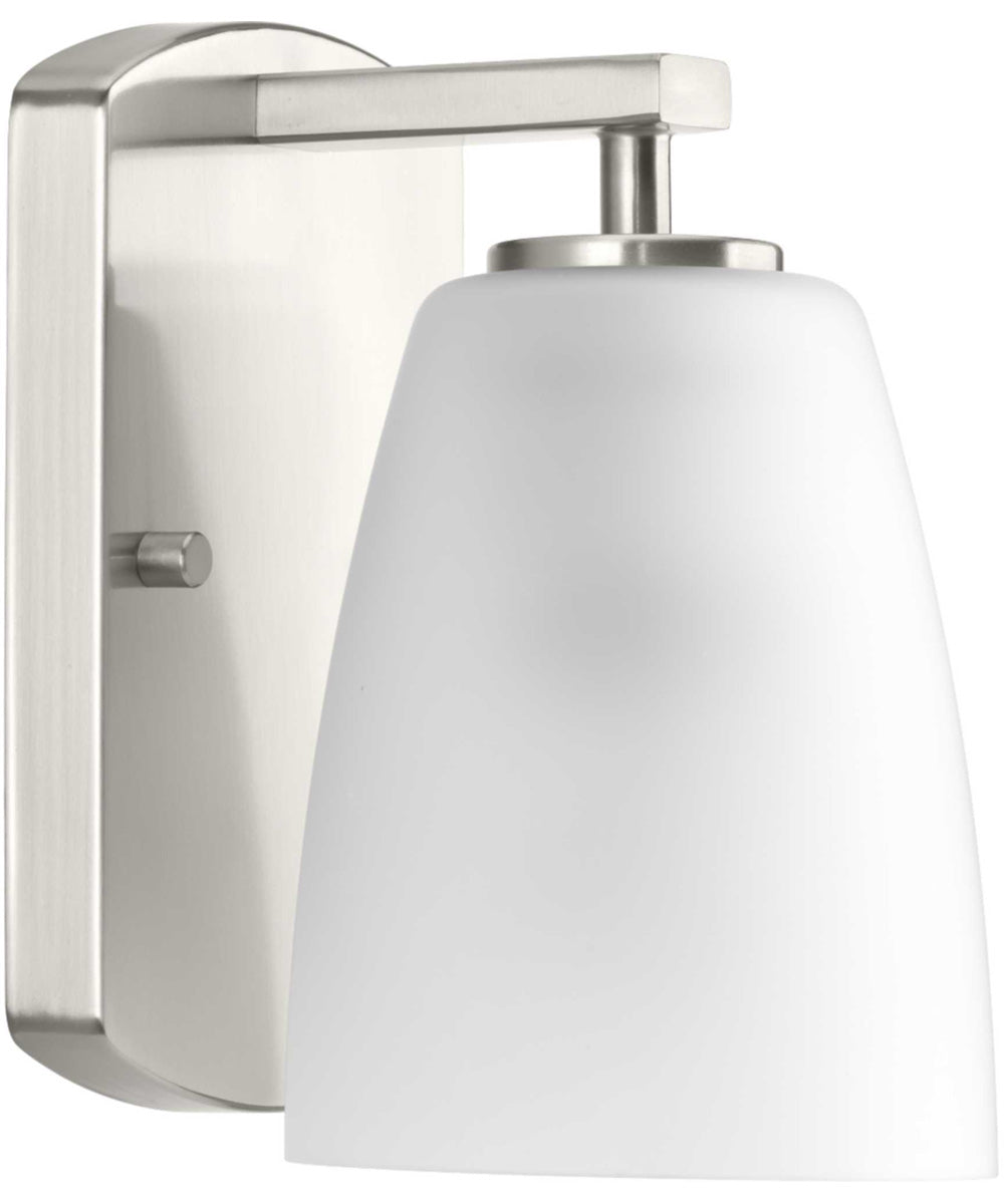 Leap 1-Light Etched Glass Modern Bath Vanity Light Brushed Nickel