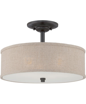 Cloverdale Large 3-light Semi Flush Mount Mottled Cocoa