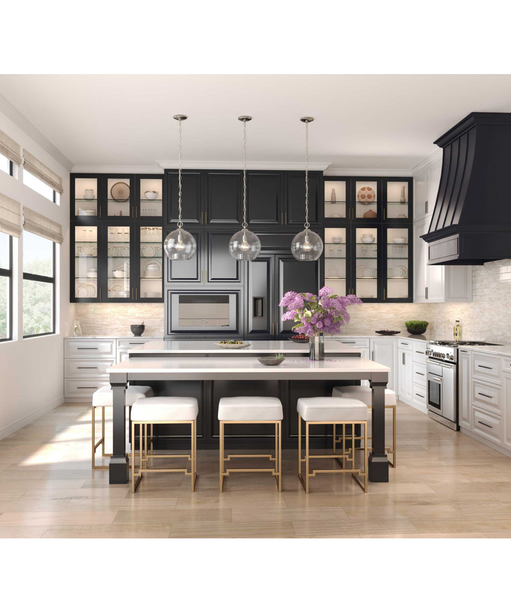 Malbec 1-Light Clear Textured Glass Global Pendant Light Brushed Nickel