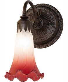 5.5" Wide Pink/White Tiffany Pond Lily Wall Sconce