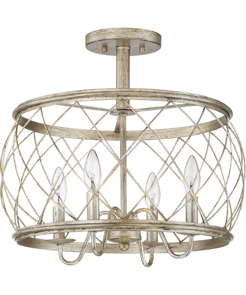Dury Medium 4-light Semi Flush Mount Century Silver Leaf
