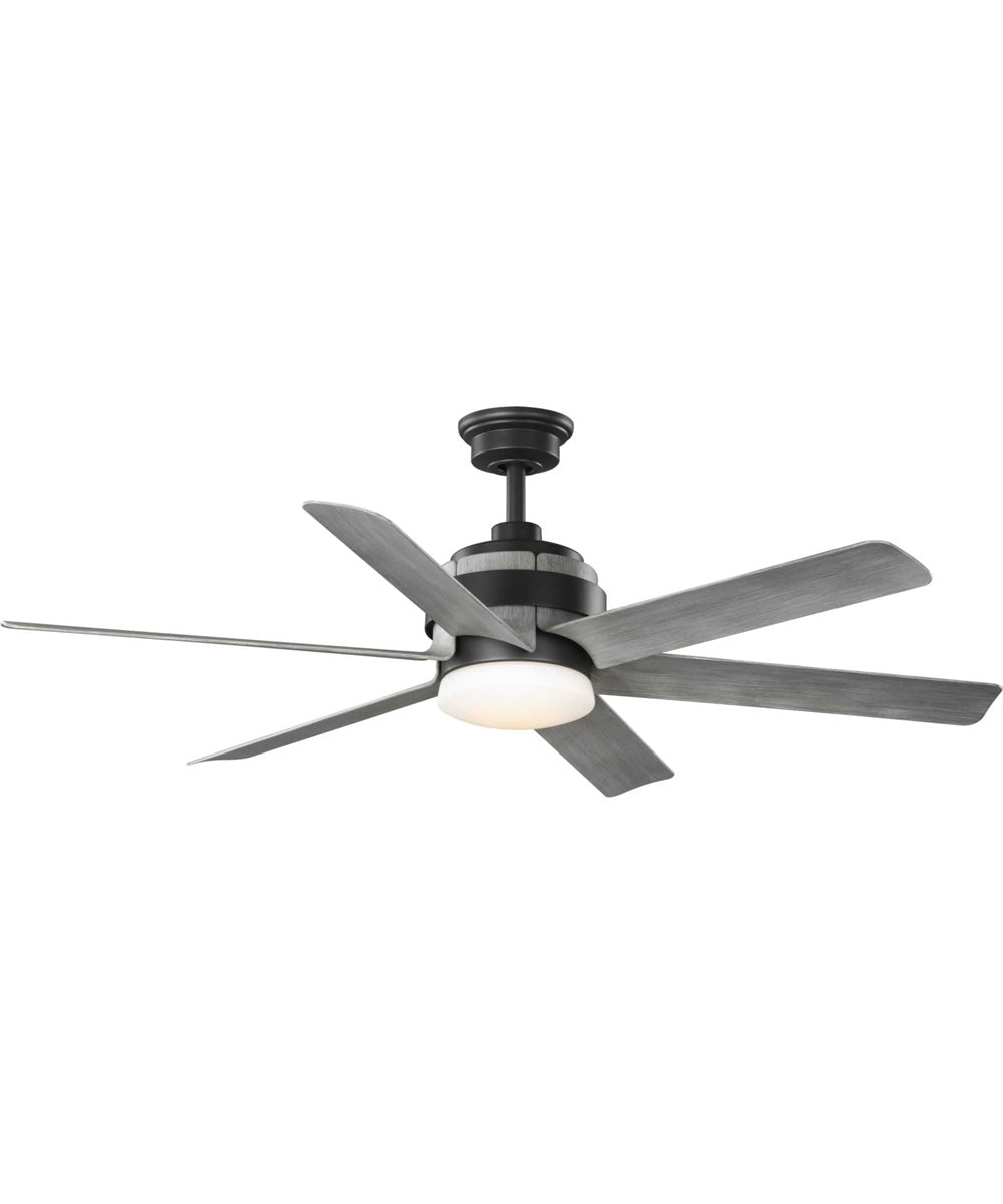 Kaysville 6-Blade Grey Weathered Wood 56-Inch DC Motor LED Urban Industrial Ceiling Fan Graphite