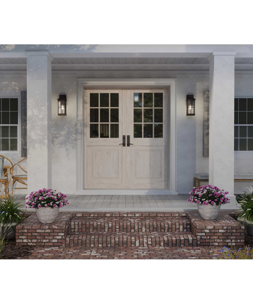 Williamston 1-Light Clear Glass Transitional Style Large Outdoor Wall Lantern Antique Bronze