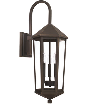 Ellsworth 3-Light Outdoor Wall Mount In Oiled Bronze With Clear Glass