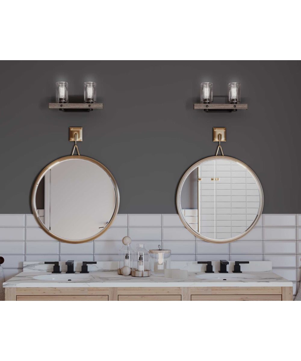 Gulliver 2-Light Clear Seeded Glass Coastal Bath Vanity Light Graphite