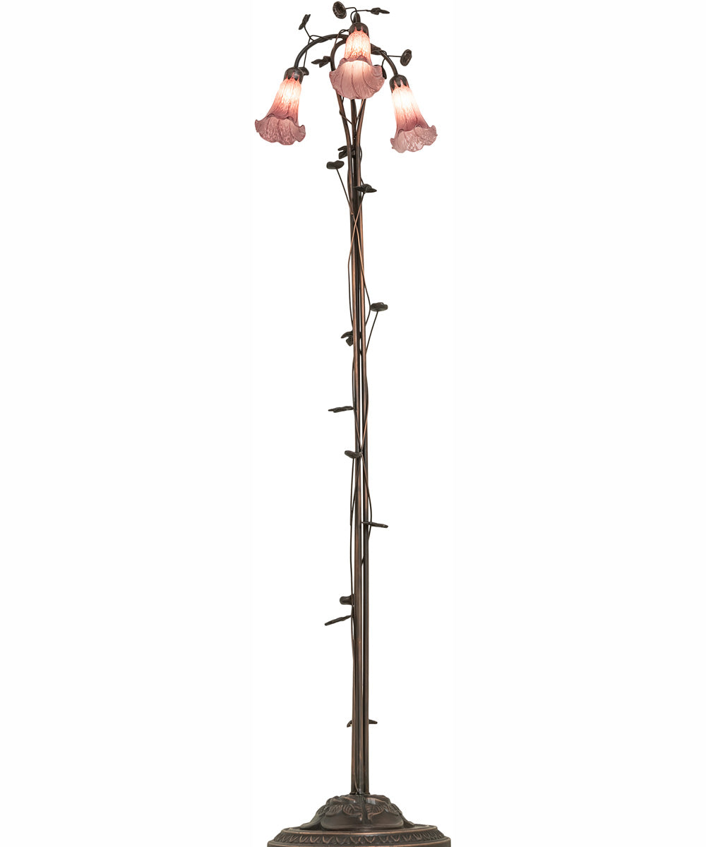 58" High Lavender Tiffany Pond Lily 3 Light Floor Lamp