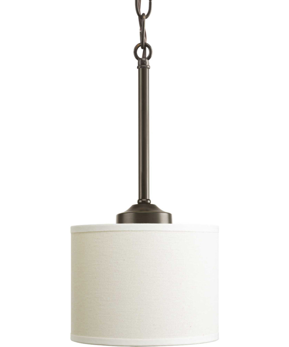 Inspire 1-Light Off-white Shade Traditional Mini-Pendant Light Antique Bronze