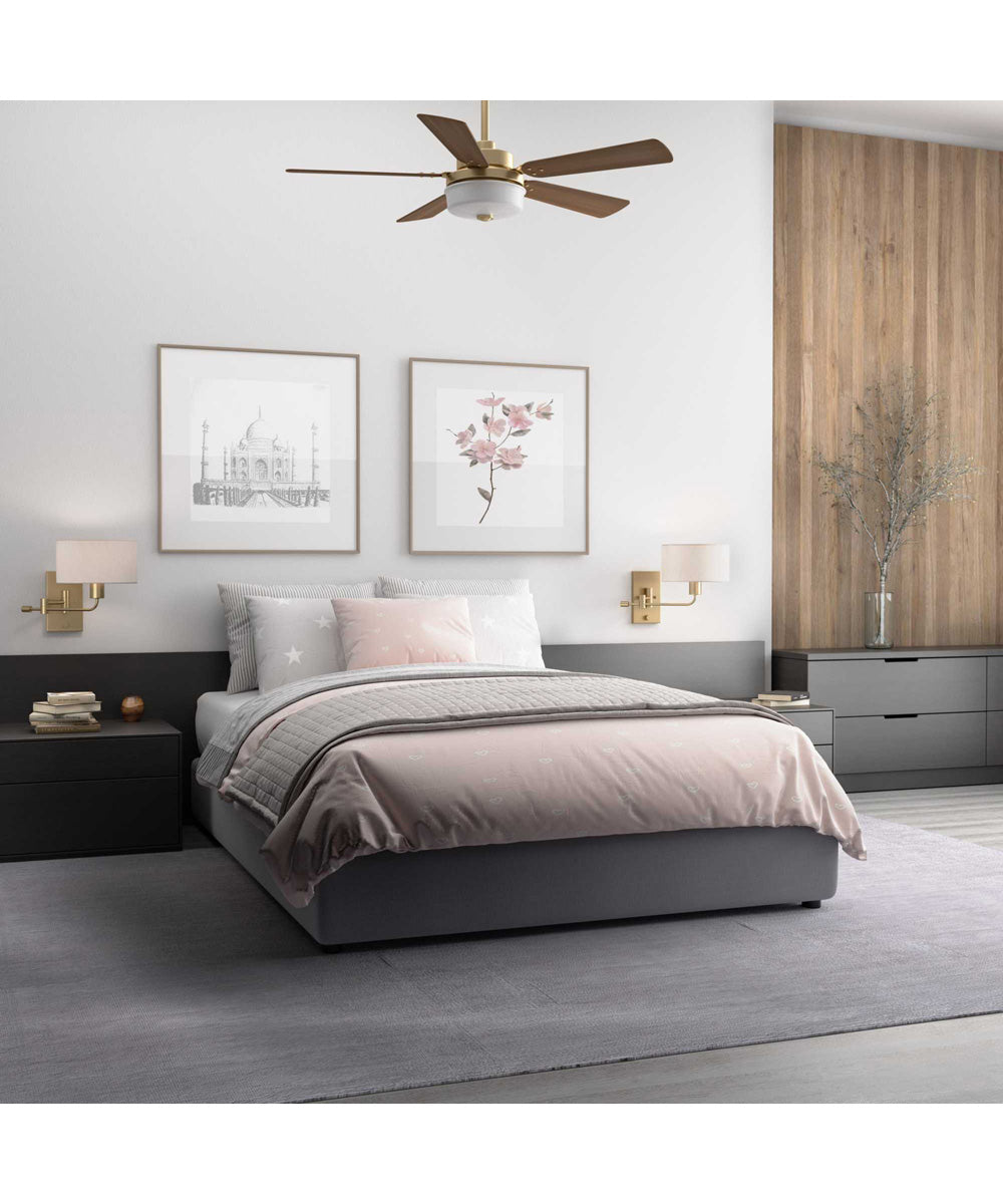 Carrick  1-Light Summer Linen Shade Transitional Wall Light Vintage Brass