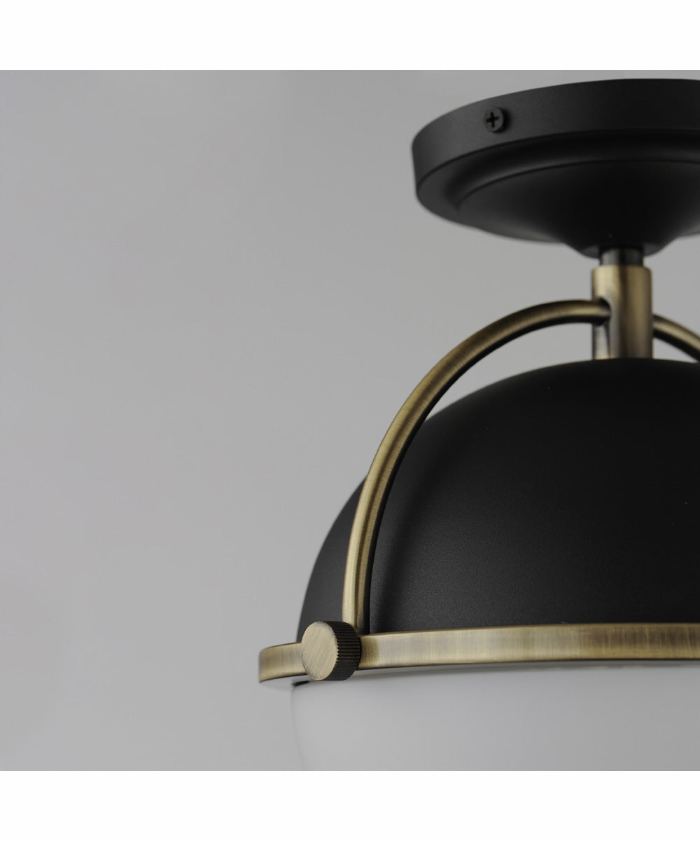 Duke 1-Light Semi Flush Mount Black/Weathered Brass