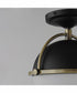 Duke 1-Light Semi Flush Mount Black/Weathered Brass