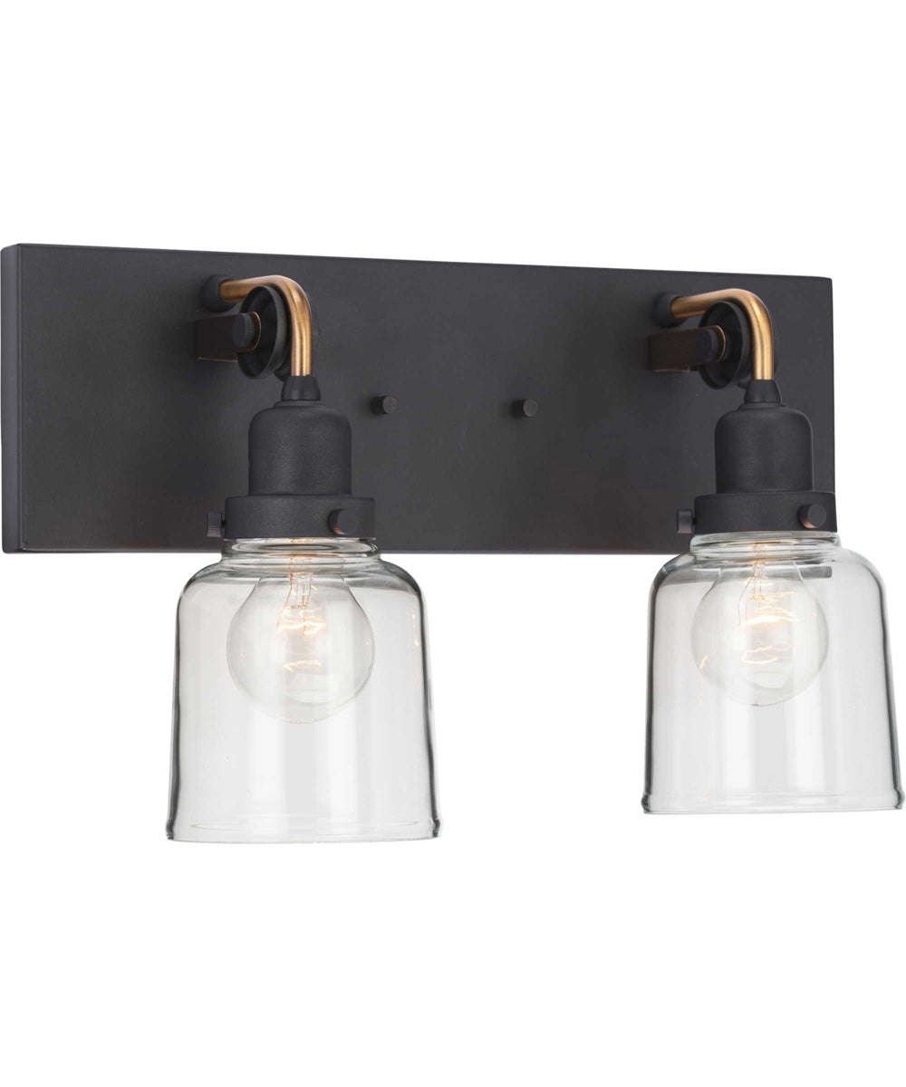 Rushton 2-Light Clear Glass Farmhouse Bath Vanity Light Graphite