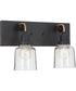 Rushton 2-Light Clear Glass Farmhouse Bath Vanity Light Graphite