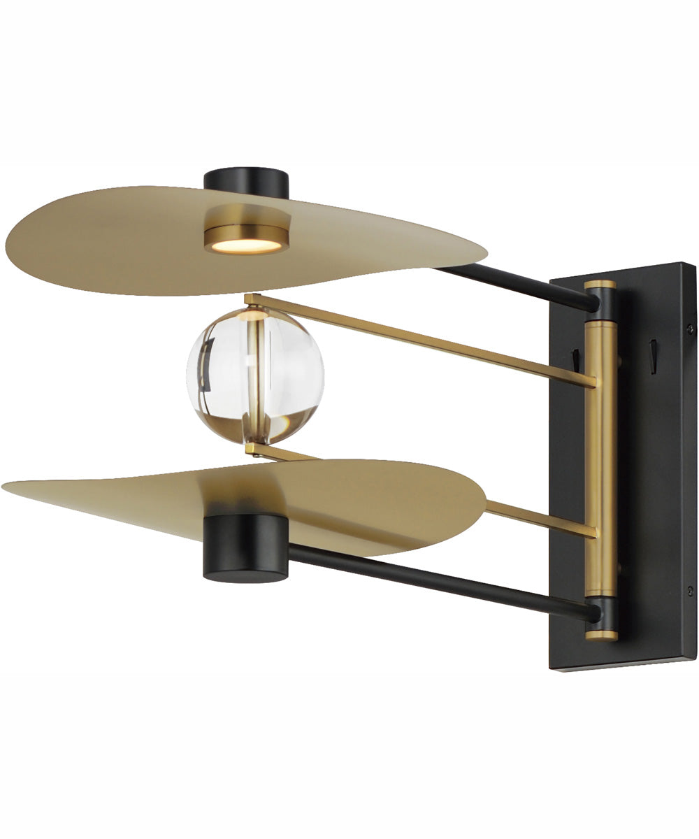 Pearl 2-Light LED Sconce Black / Natural Aged Brass