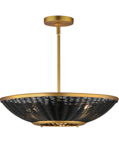Rattan 20 inch 3-Light Pendant Natural Aged Brass