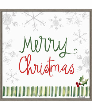 Framed Merry Christmas by Katie Doucette Canvas Wall Art Print (30  W x 30  H), Sylvie Greywash Frame