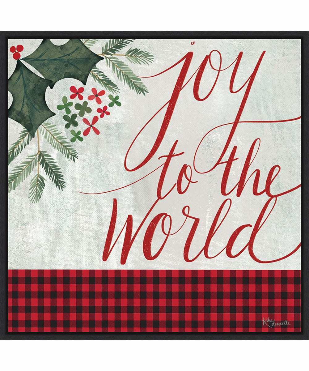 Framed Joy to the World by Katie Doucette Canvas Wall Art Print (30  W x 30  H), Sylvie Black Frame