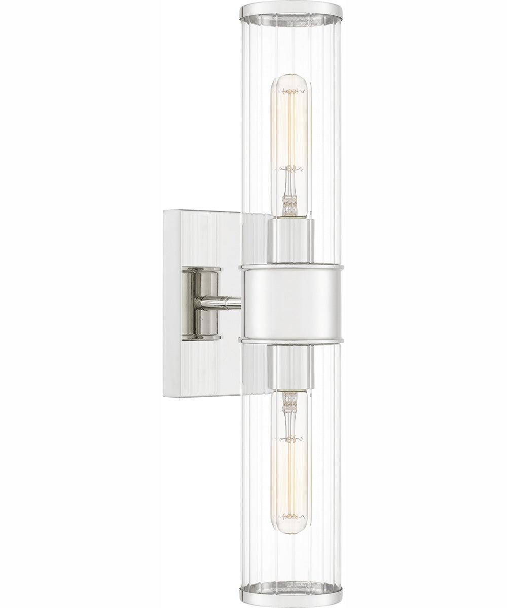 Quoizel Wood Small 2-light Wall Sconce Polished Nickel