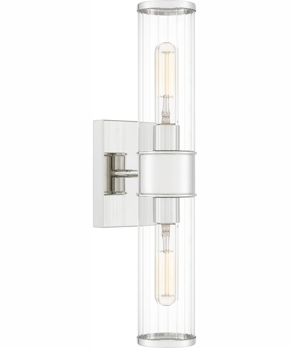 Quoizel Wood Small 2-light Wall Sconce Polished Nickel