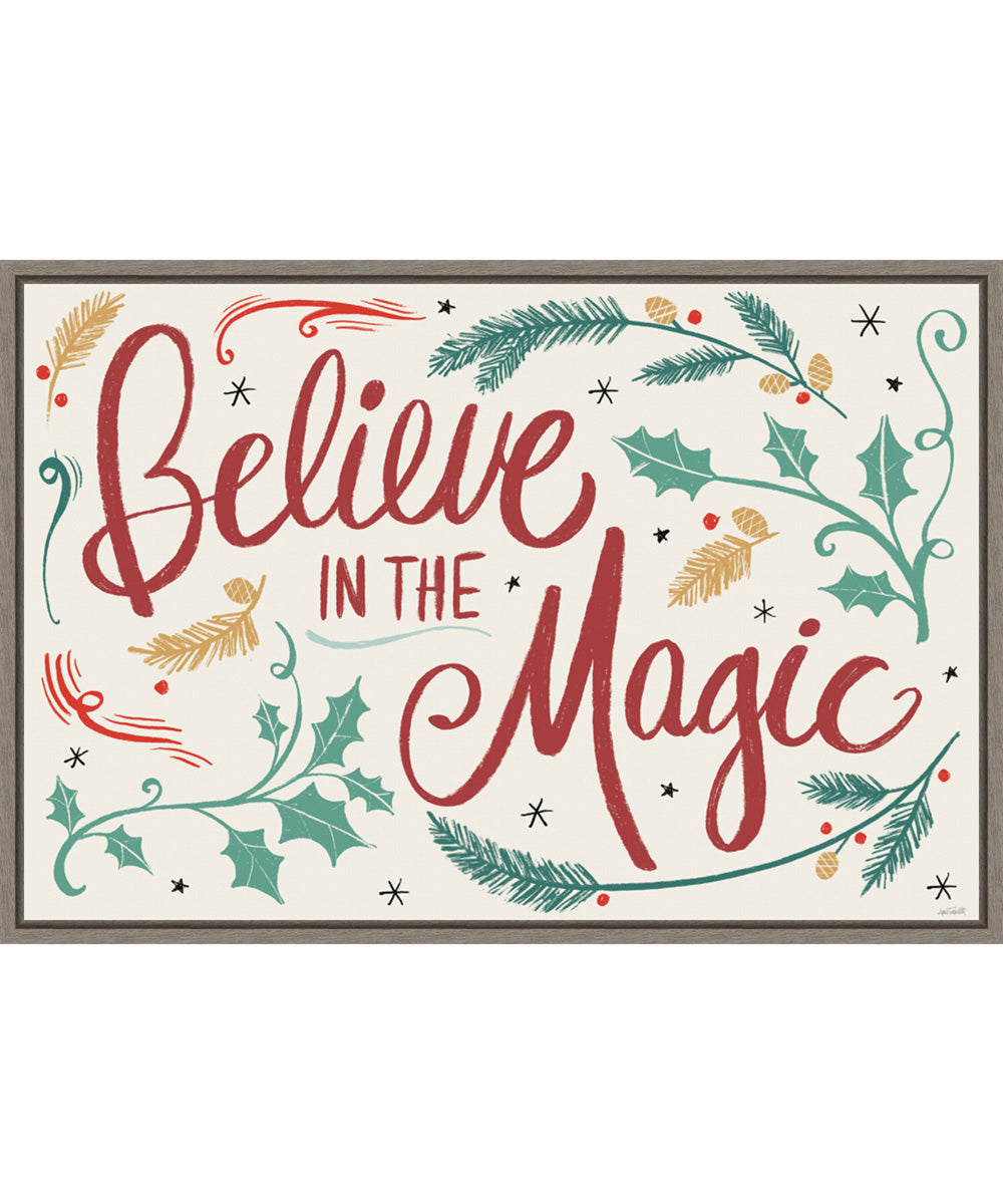 Framed Seasonal Shades I Christmas Magic by Anne Tavoletti Canvas Wall Art Print (33  W x 23  H), Sylvie Greywash Frame