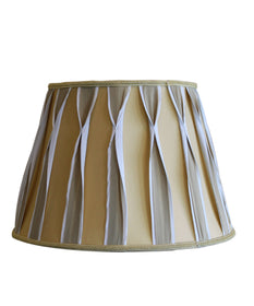 16"W x 11"H Beige/White Pinched Pleat Shantung Lampshade