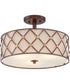 Brown Lattice Large 3-light Semi Flush Mount Copper Canyon