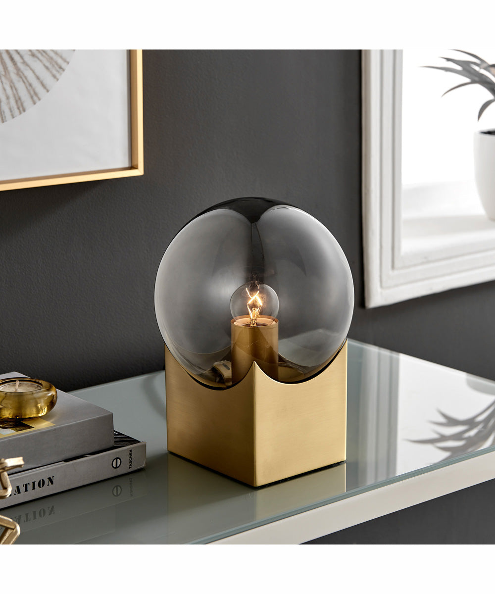 Oksena 1-Light Table Lamp Gold/Smoke Glass Shade