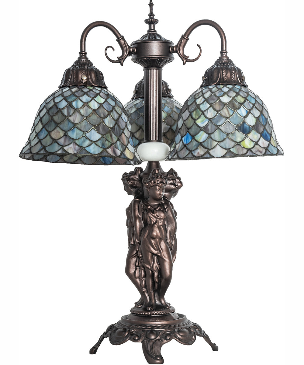 23" High Tiffany Fishscale 3 Light Table Lamp