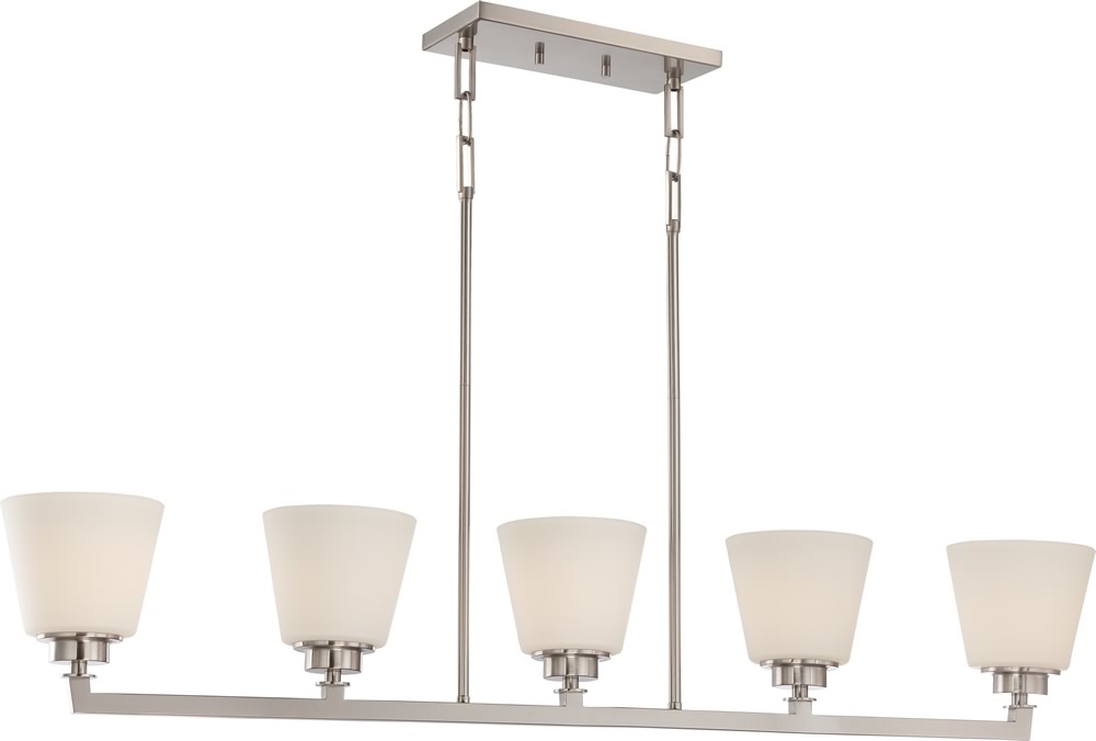 44"W Mobili 5-Light Pendant Brushed Nickel