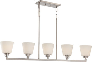 44"W Mobili 5-Light Pendant Brushed Nickel