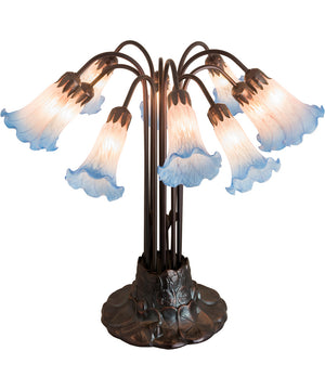 22"H Pink/Blue Pond Lily 10 Light Table Lamp